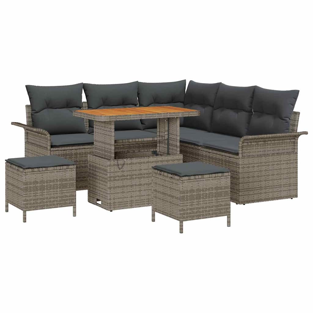 Tuin Sofa Set met kussen met opslag met kussen 8 pcs Grijs is nu te koop bij PeponiXL, paradijselijk wonen!