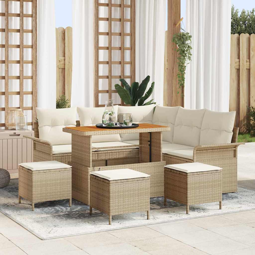 Tuin Sofa Set met kussen met opslag 9 pcs Beige en Crème is nu te koop bij PeponiXL, paradijselijk wonen!