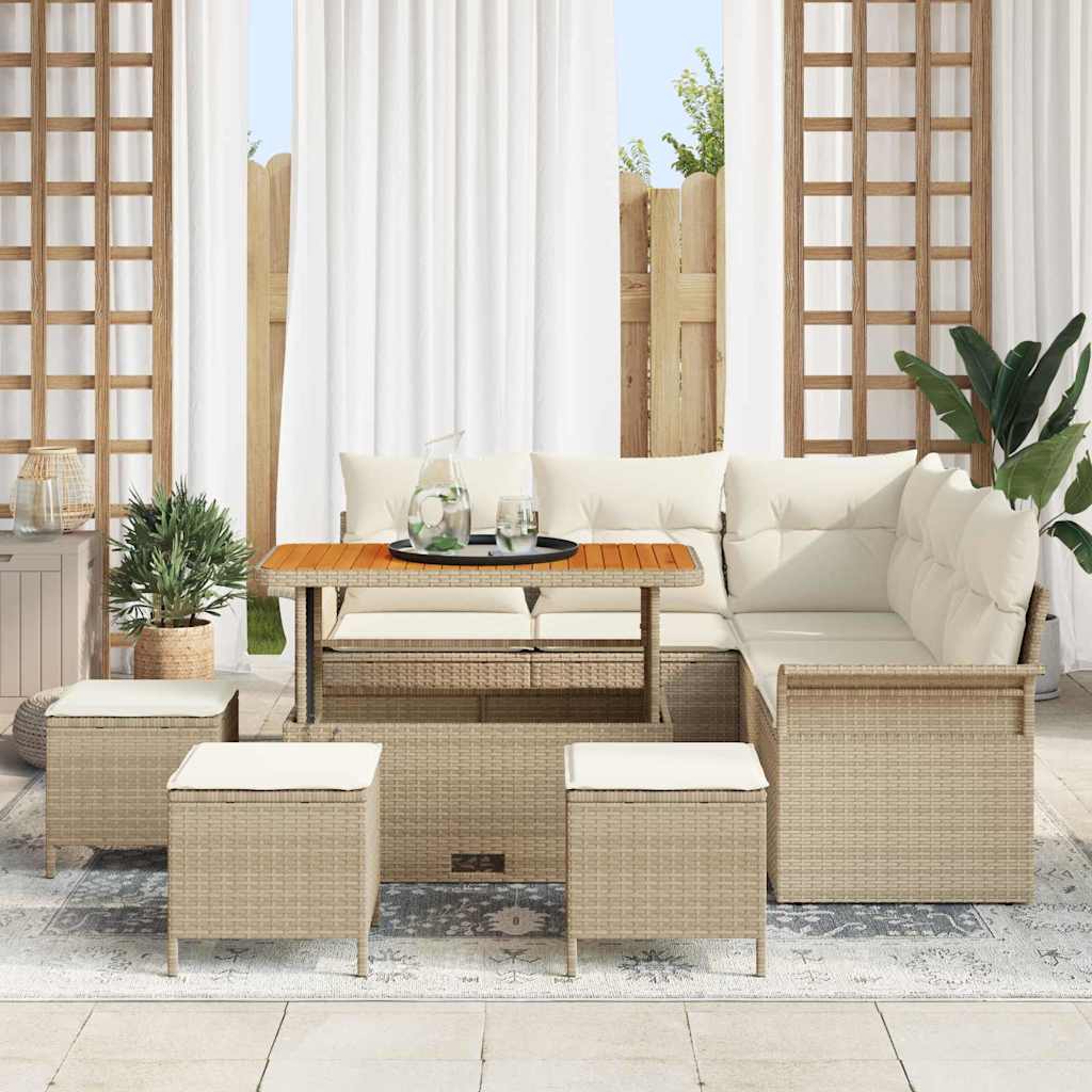 Tuin Sofa Set met kussen met opslag 9 pcs Beige en Crème is nu te koop bij PeponiXL, paradijselijk wonen!