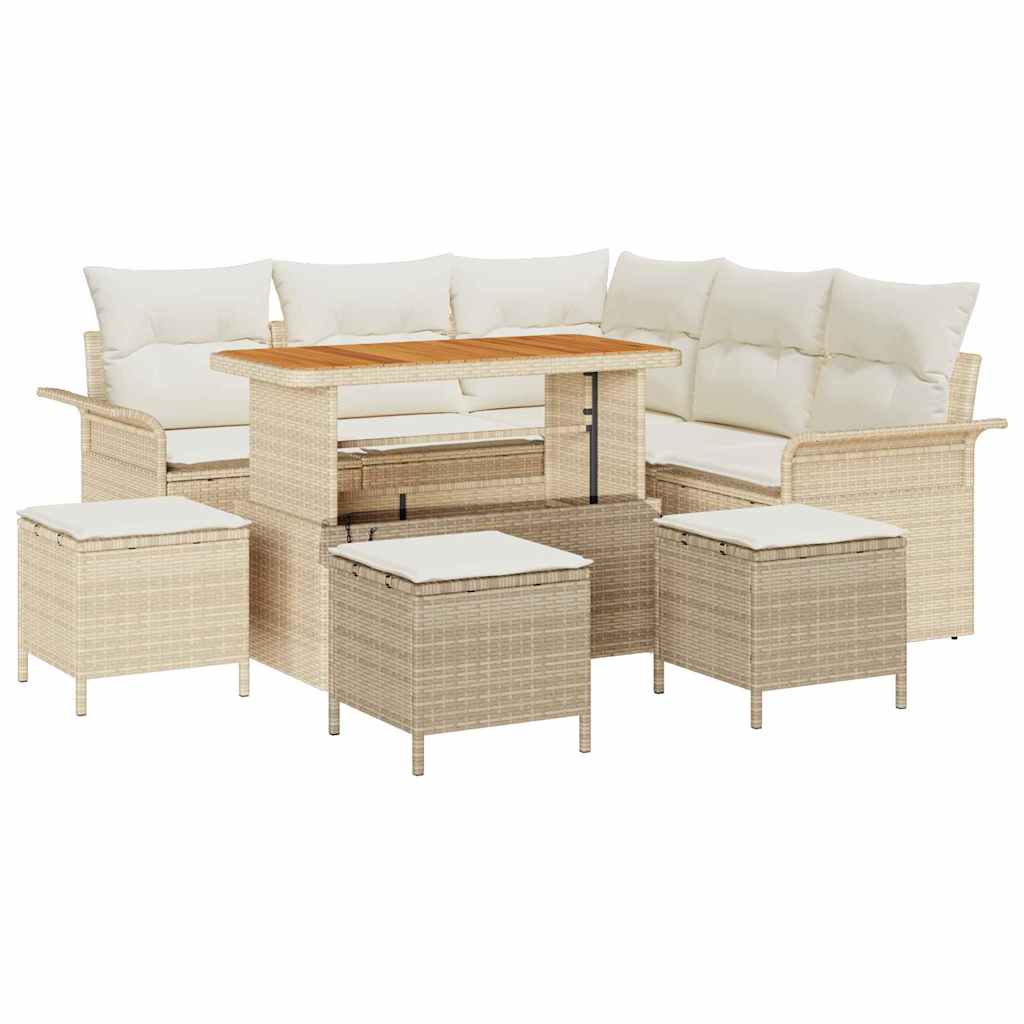 Tuin Sofa Set met kussen met opslag 9 pcs Beige en Crème is nu te koop bij PeponiXL, paradijselijk wonen!