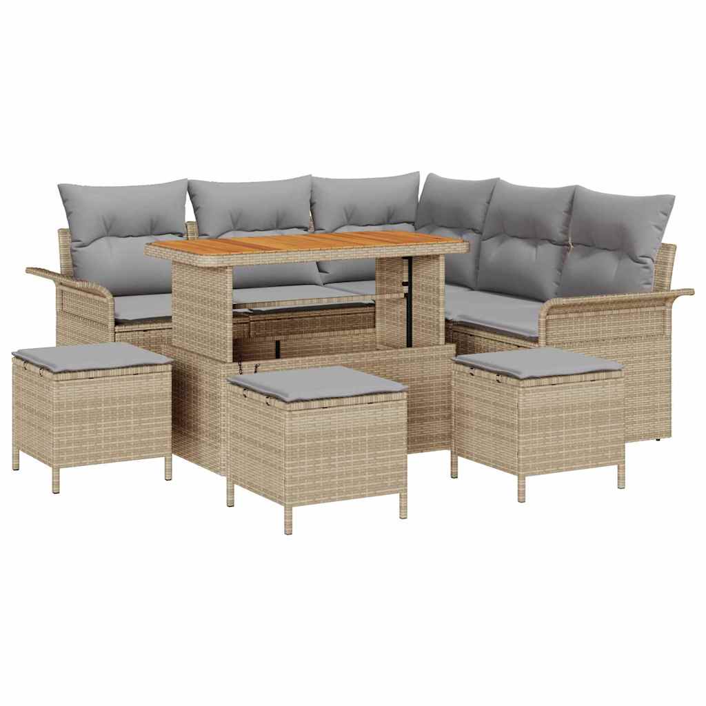 Tuin Sofa Set met kussen met opslag 9 pcs Beige en Licht Grijs is nu te koop bij PeponiXL, paradijselijk wonen!