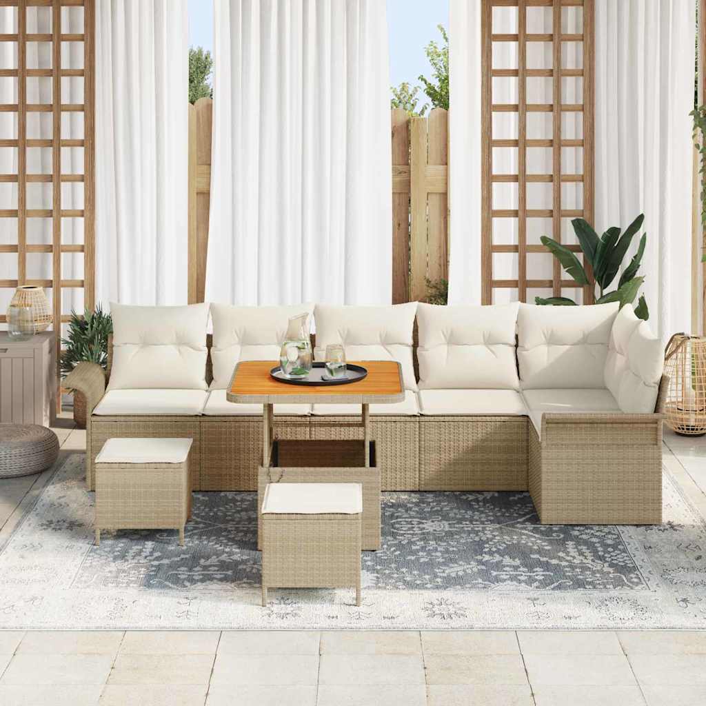 Tuin Sofa Set met kussen met opslag 9 pcs Beige en Crème is nu te koop bij PeponiXL, paradijselijk wonen!