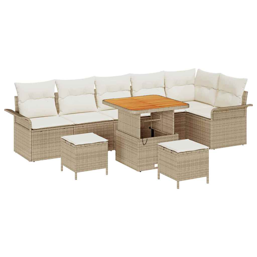 Tuin Sofa Set met kussen met opslag 9 pcs Beige en Crème is nu te koop bij PeponiXL, paradijselijk wonen!