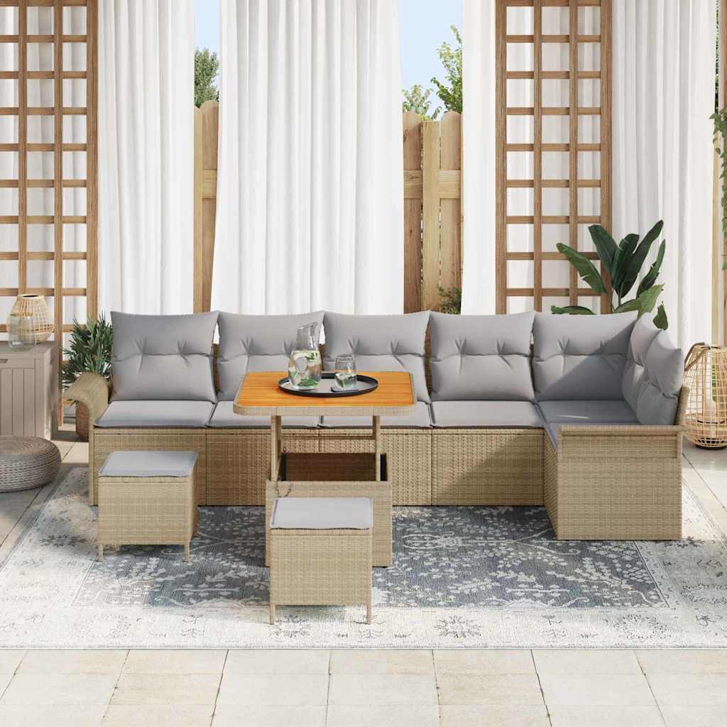 Tuin Sofa Set met kussen met opslag 9 pcs Beige en Licht Grijs is nu te koop bij PeponiXL, paradijselijk wonen!