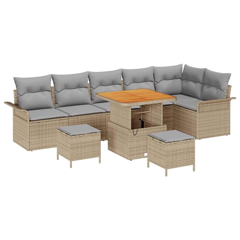 Tuin Sofa Set met kussen met opslag 9 pcs Beige en Licht Grijs is nu te koop bij PeponiXL, paradijselijk wonen!