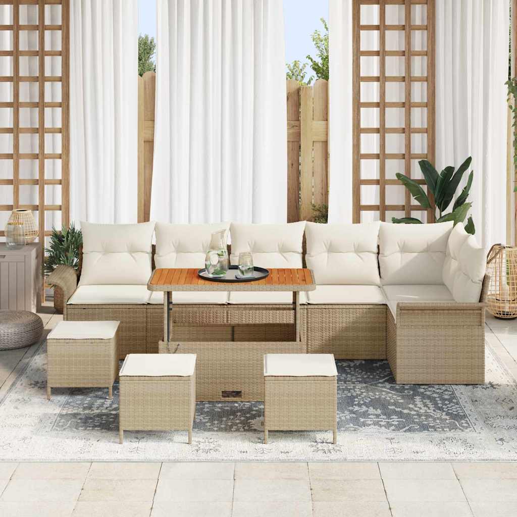 Tuin Sofa Set met kussen met opslag 10 pcs Beige en Crème is nu te koop bij PeponiXL, paradijselijk wonen!