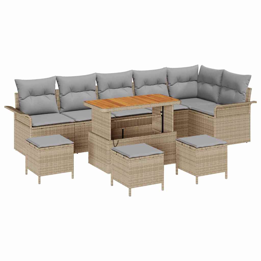Tuin Sofa Set met kussen met opslag 10 pcs Beige en Licht Grijs is nu te koop bij PeponiXL, paradijselijk wonen!