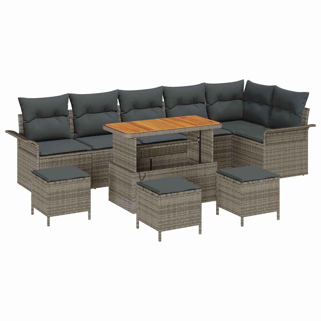 Tuin Sofa Set met kussen met opslag 10 pcs Grijs is nu te koop bij PeponiXL, paradijselijk wonen!