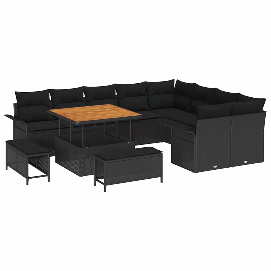 Tuin Sofa Set met kussen met opslag met kussen 12 pcs Zwart is nu te koop bij PeponiXL, paradijselijk wonen!