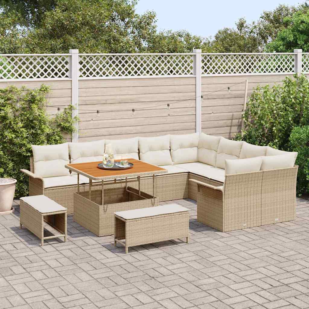 Tuin Sofa Set met kussen met opslag 12 pcs Beige en Crème is nu te koop bij PeponiXL, paradijselijk wonen!