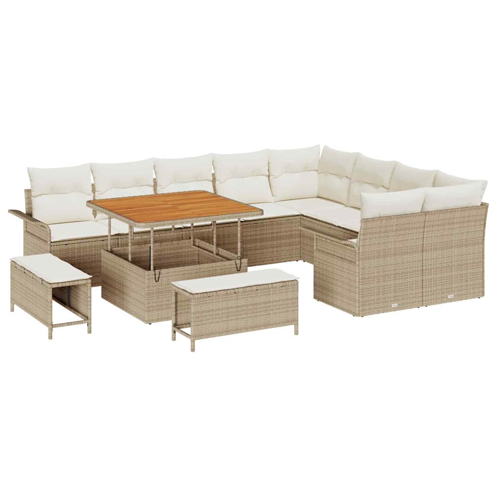 Tuin Sofa Set met kussen met opslag 12 pcs Beige en Crème is nu te koop bij PeponiXL, paradijselijk wonen!