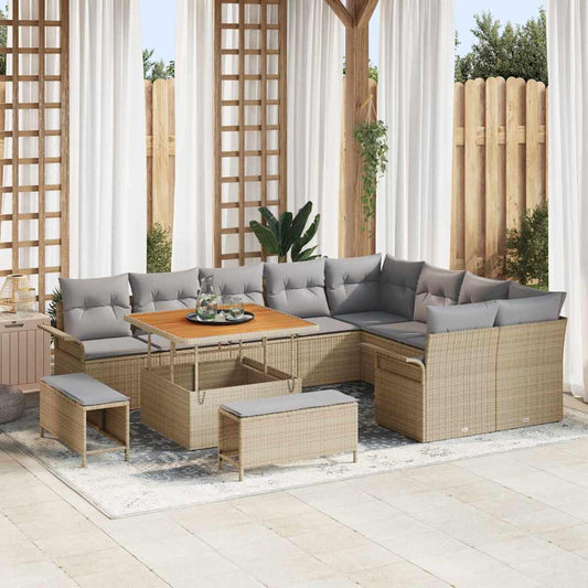 Tuin Sofa Set met kussen met opslag 12 pcs Beige en Licht Grijs is nu te koop bij PeponiXL, paradijselijk wonen!