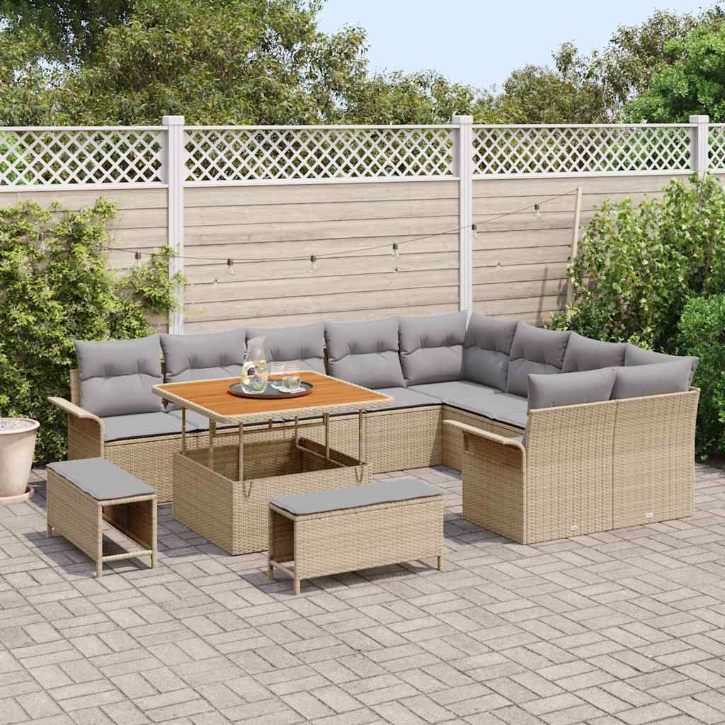Tuin Sofa Set met kussen met opslag 12 pcs Beige en Licht Grijs is nu te koop bij PeponiXL, paradijselijk wonen!