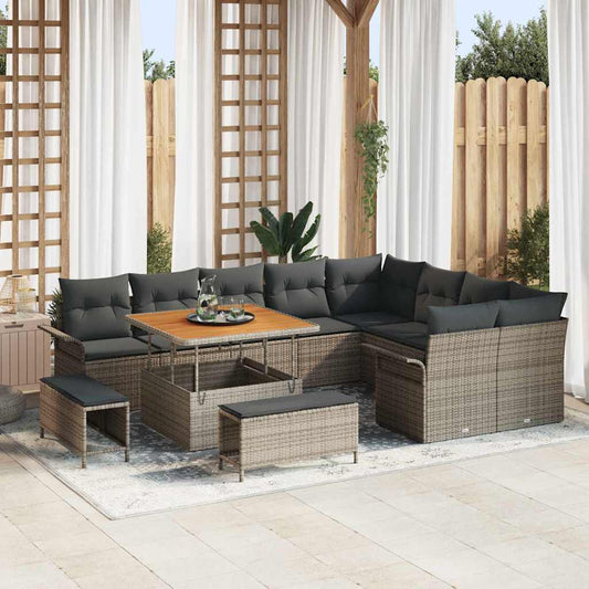 Tuin Sofa Set met kussen met opslag met kussen 12 pcs Grijs is nu te koop bij PeponiXL, paradijselijk wonen!