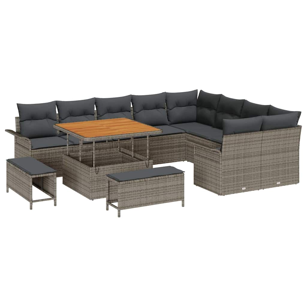 Tuin Sofa Set met kussen met opslag met kussen 12 pcs Grijs is nu te koop bij PeponiXL, paradijselijk wonen!