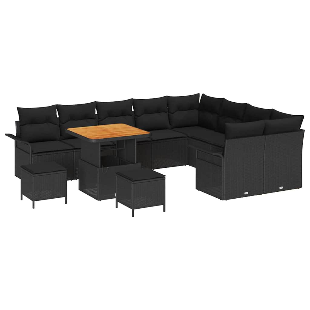 Tuin Sofa Set met kussen met opslag met kussen 12 pcs Zwart is nu te koop bij PeponiXL, paradijselijk wonen!