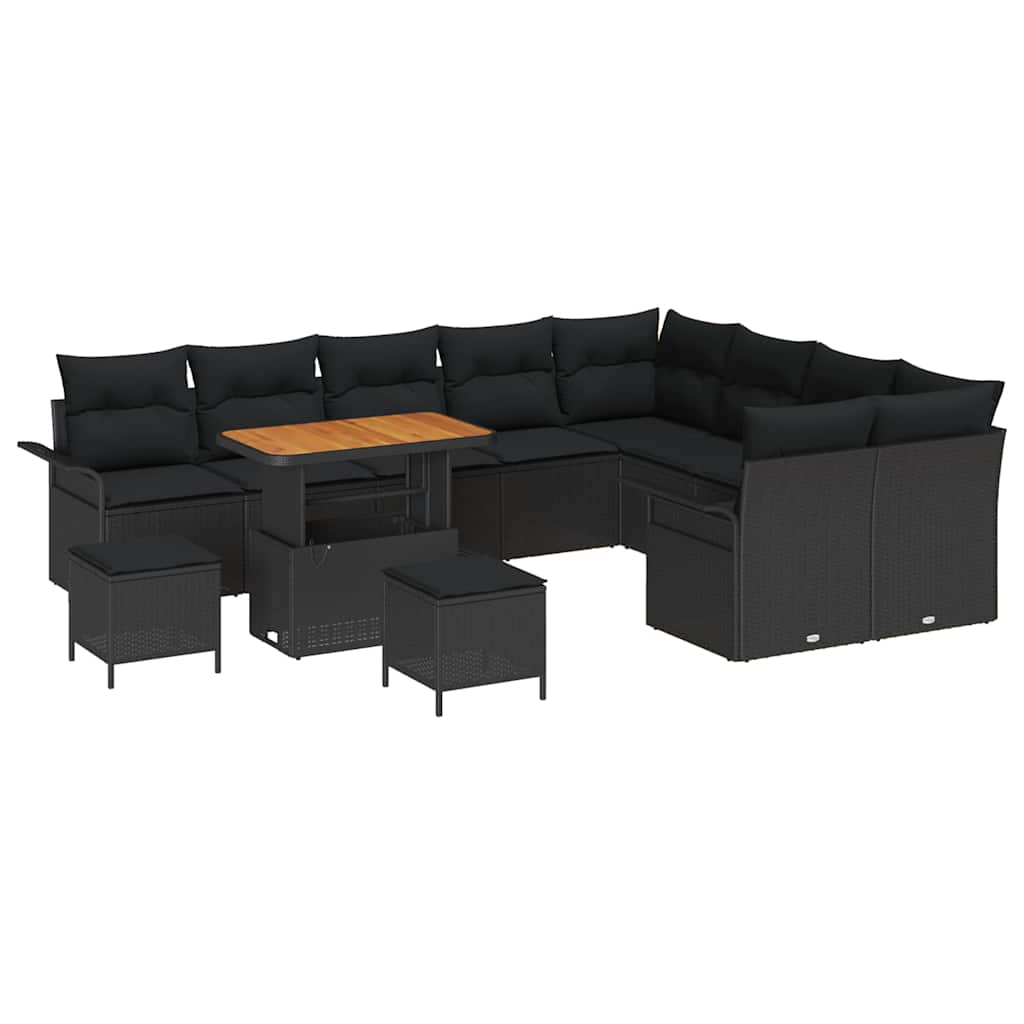 Tuin Sofa Set met kussen met opslag met kussen 12 pcs Zwart is nu te koop bij PeponiXL, paradijselijk wonen!
