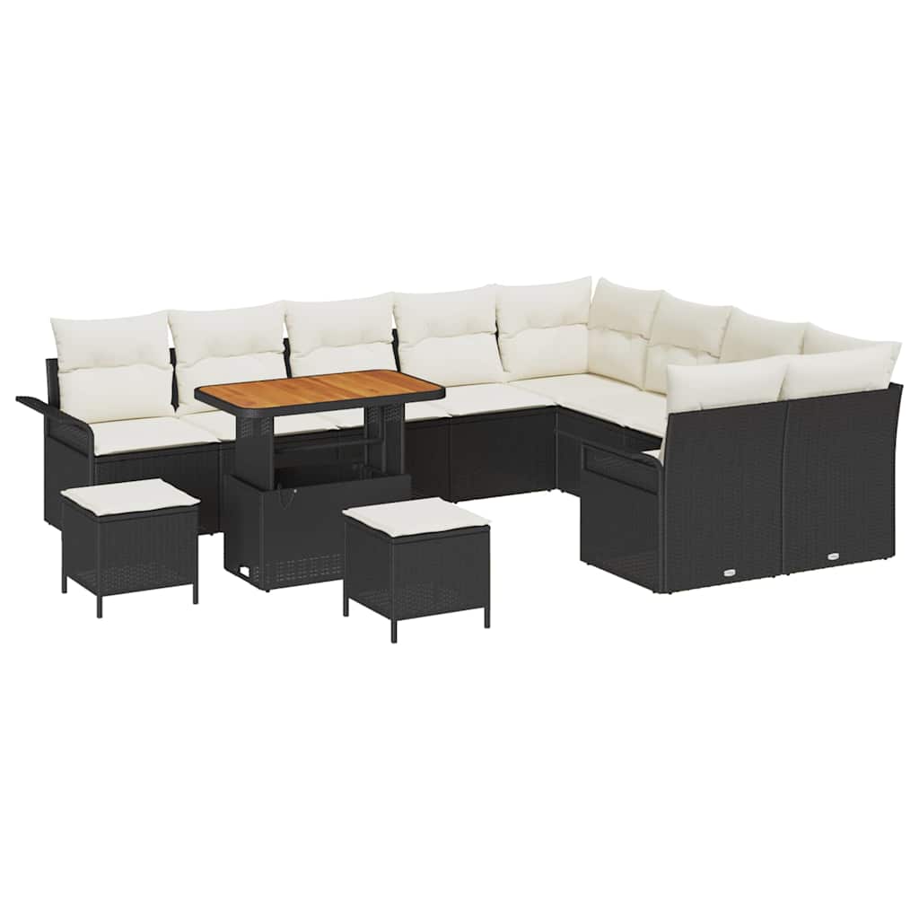 Tuin Sofa Set met kussen met opslag 12 pcs Zwart en Crème is nu te koop bij PeponiXL, paradijselijk wonen!