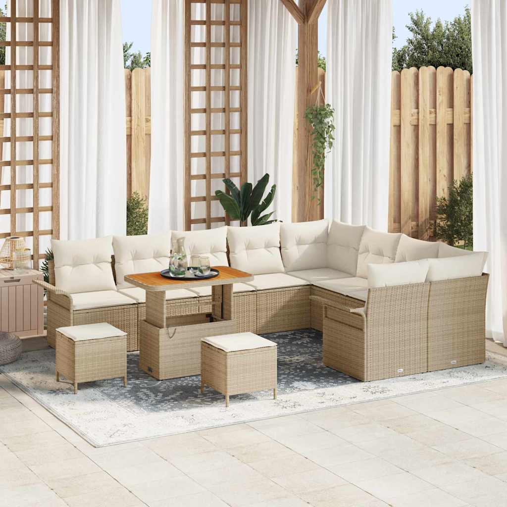 Tuin Sofa Set met kussen met opslag 12 pcs Beige en Crème is nu te koop bij PeponiXL, paradijselijk wonen!
