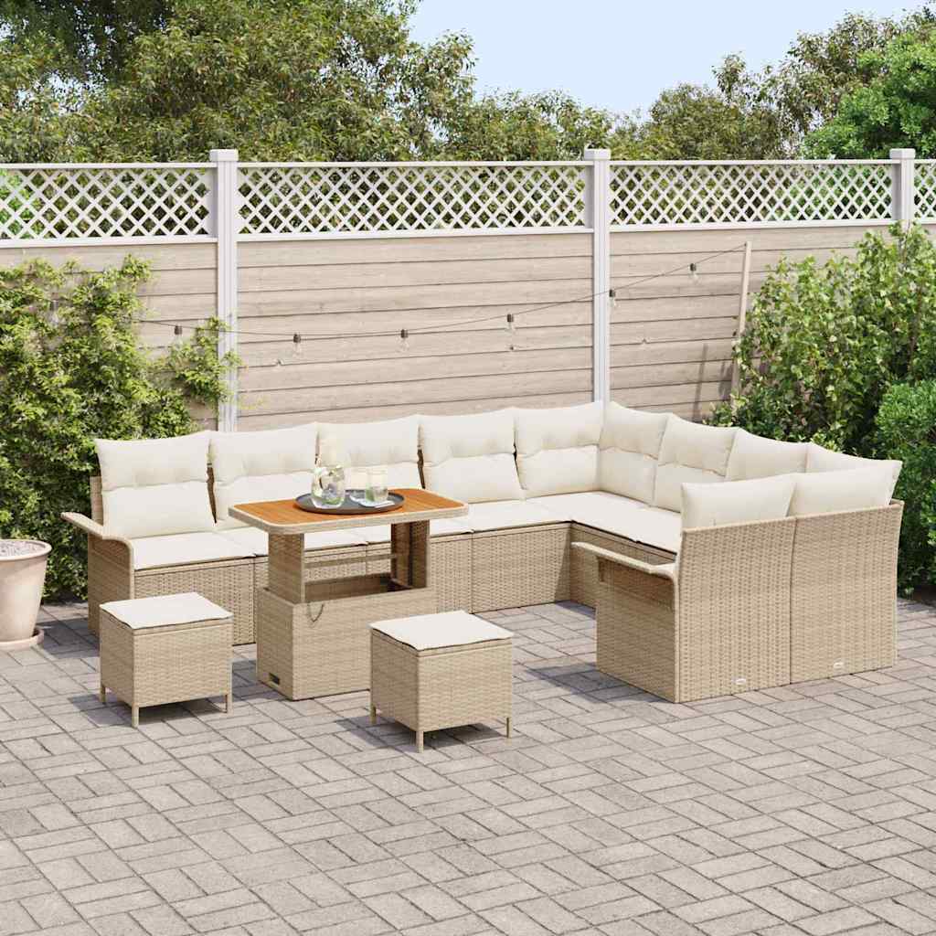Tuin Sofa Set met kussen met opslag 12 pcs Beige en Crème is nu te koop bij PeponiXL, paradijselijk wonen!