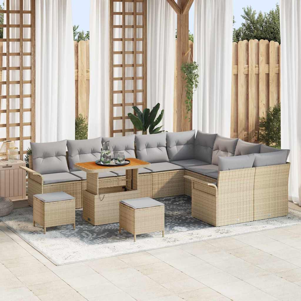 Tuin Sofa Set met kussen met opslag 12 pcs Beige en Licht Grijs is nu te koop bij PeponiXL, paradijselijk wonen!