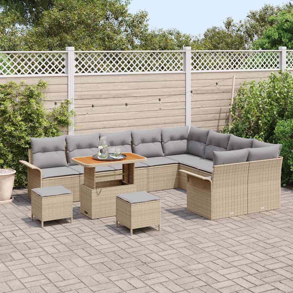 Tuin Sofa Set met kussen met opslag 12 pcs Beige en Licht Grijs is nu te koop bij PeponiXL, paradijselijk wonen!