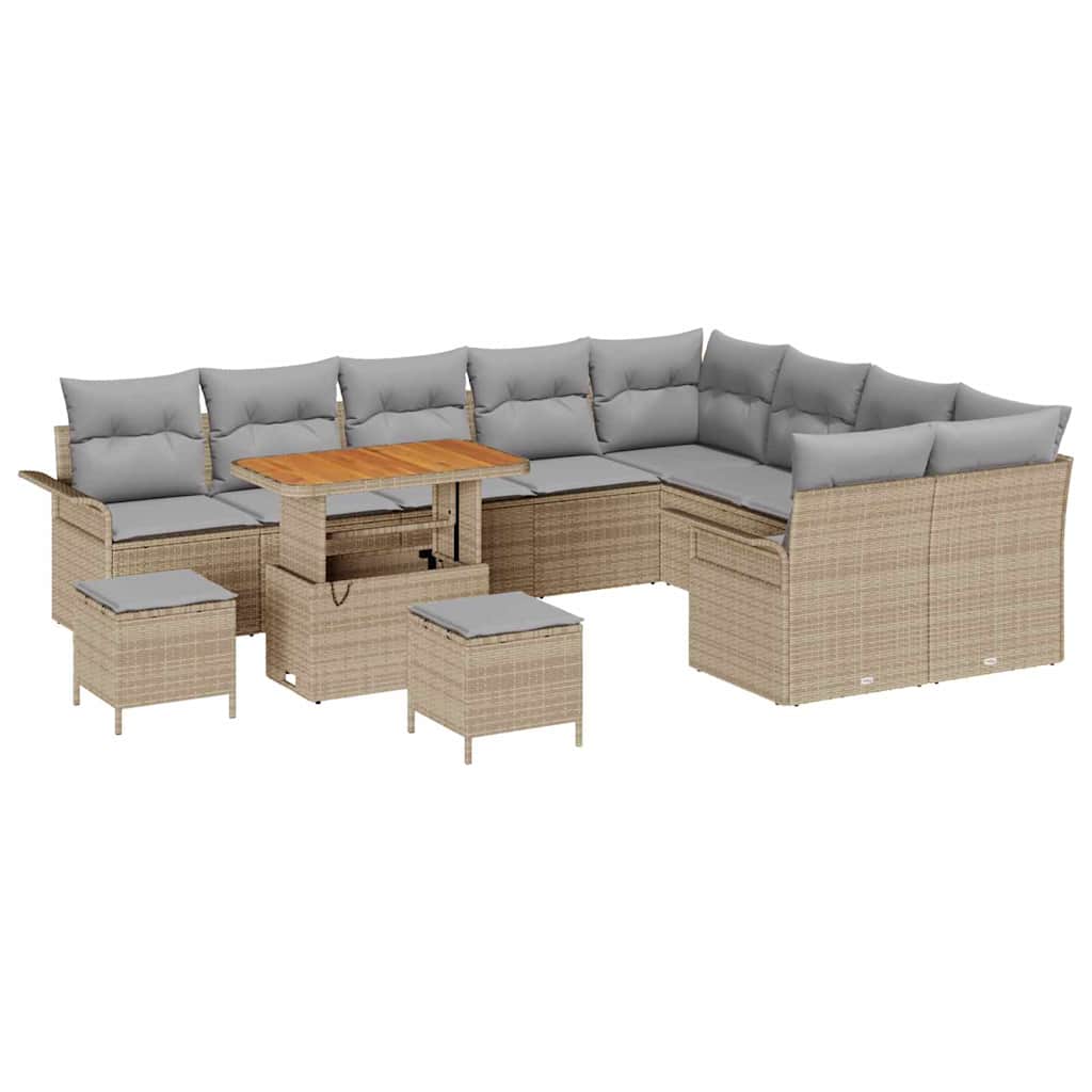 Tuin Sofa Set met kussen met opslag 12 pcs Beige en Licht Grijs is nu te koop bij PeponiXL, paradijselijk wonen!