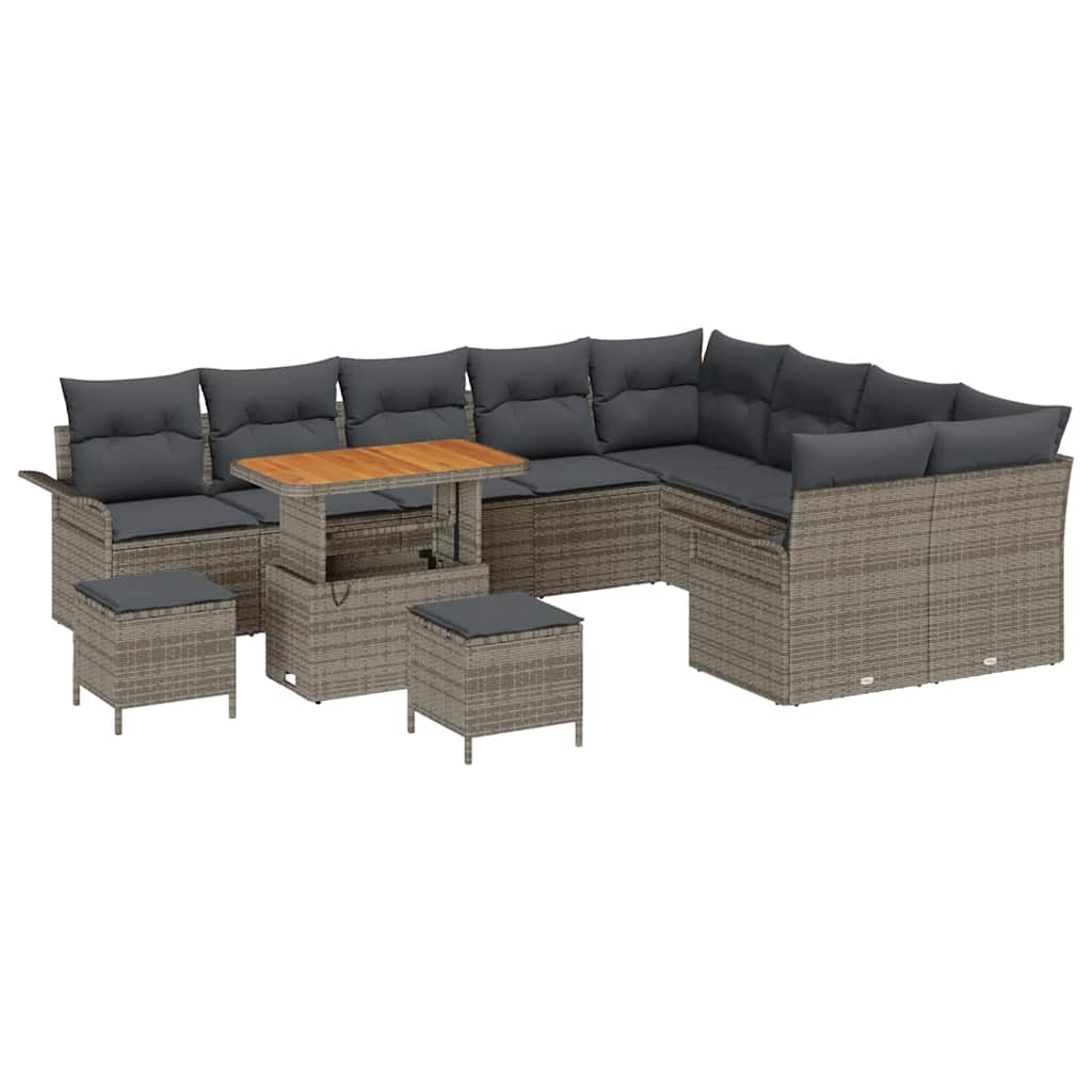 Tuin Sofa Set met kussen met opslag met kussen 12 pcs Grijs is nu te koop bij PeponiXL, paradijselijk wonen!