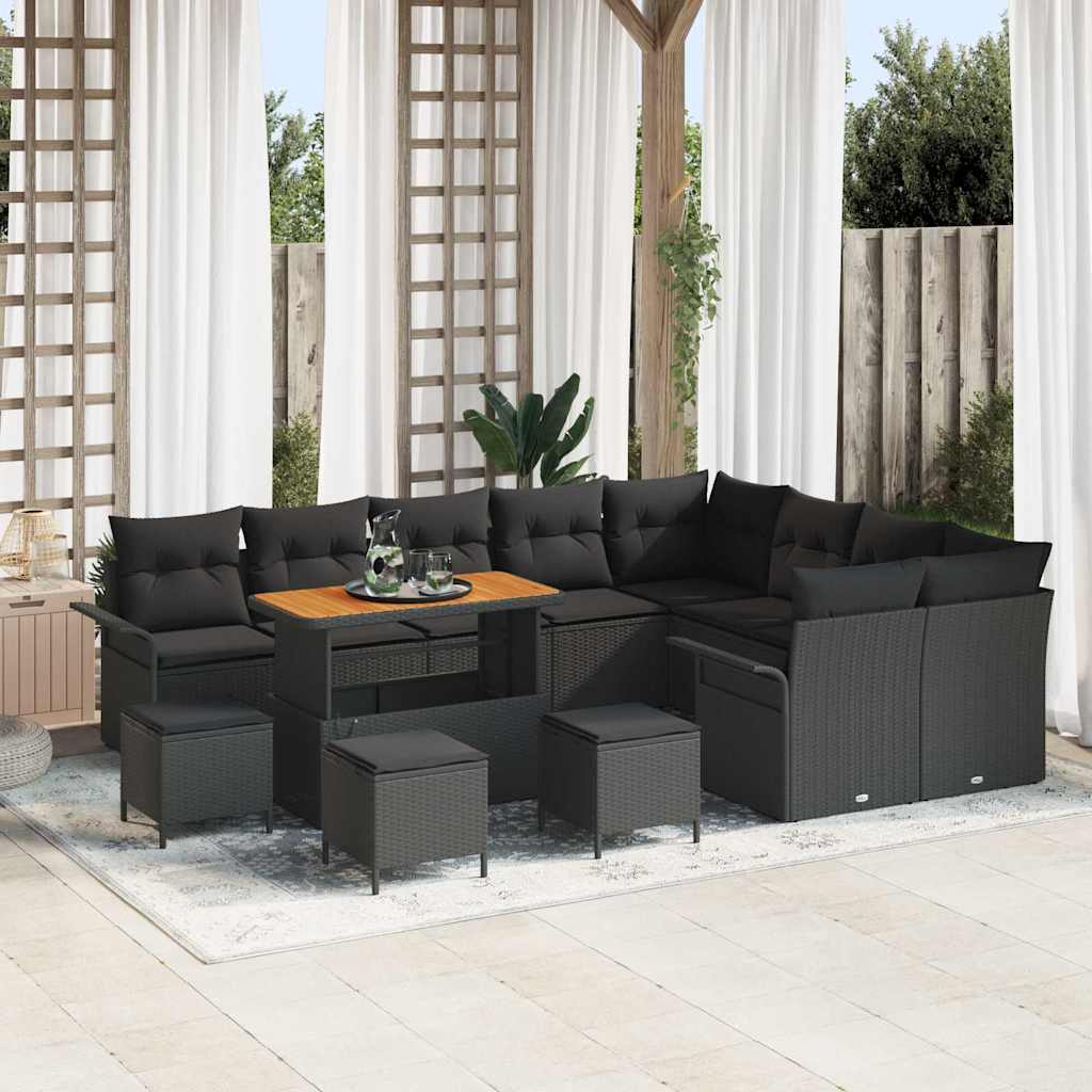 Tuin Sofa Set met kussen met opslag met kussen 13 pcs Zwart is nu te koop bij PeponiXL, paradijselijk wonen!