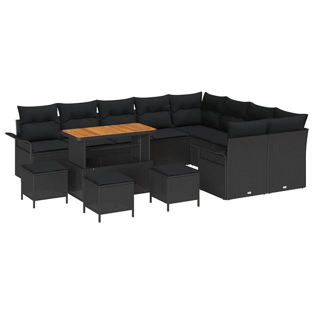 Tuin Sofa Set met kussen met opslag met kussen 13 pcs Zwart is nu te koop bij PeponiXL, paradijselijk wonen!