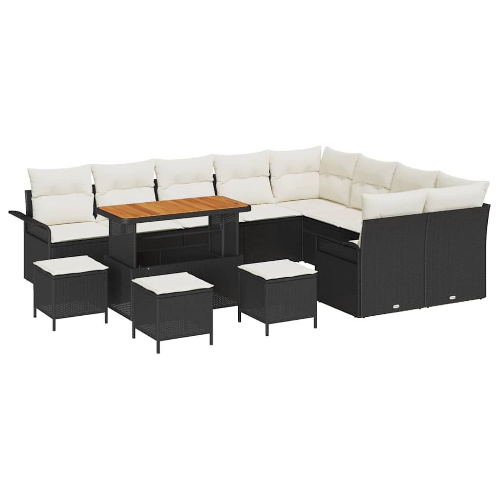 Tuin Sofa Set met kussen met opslag 13 pcs Zwart en Crème is nu te koop bij PeponiXL, paradijselijk wonen!