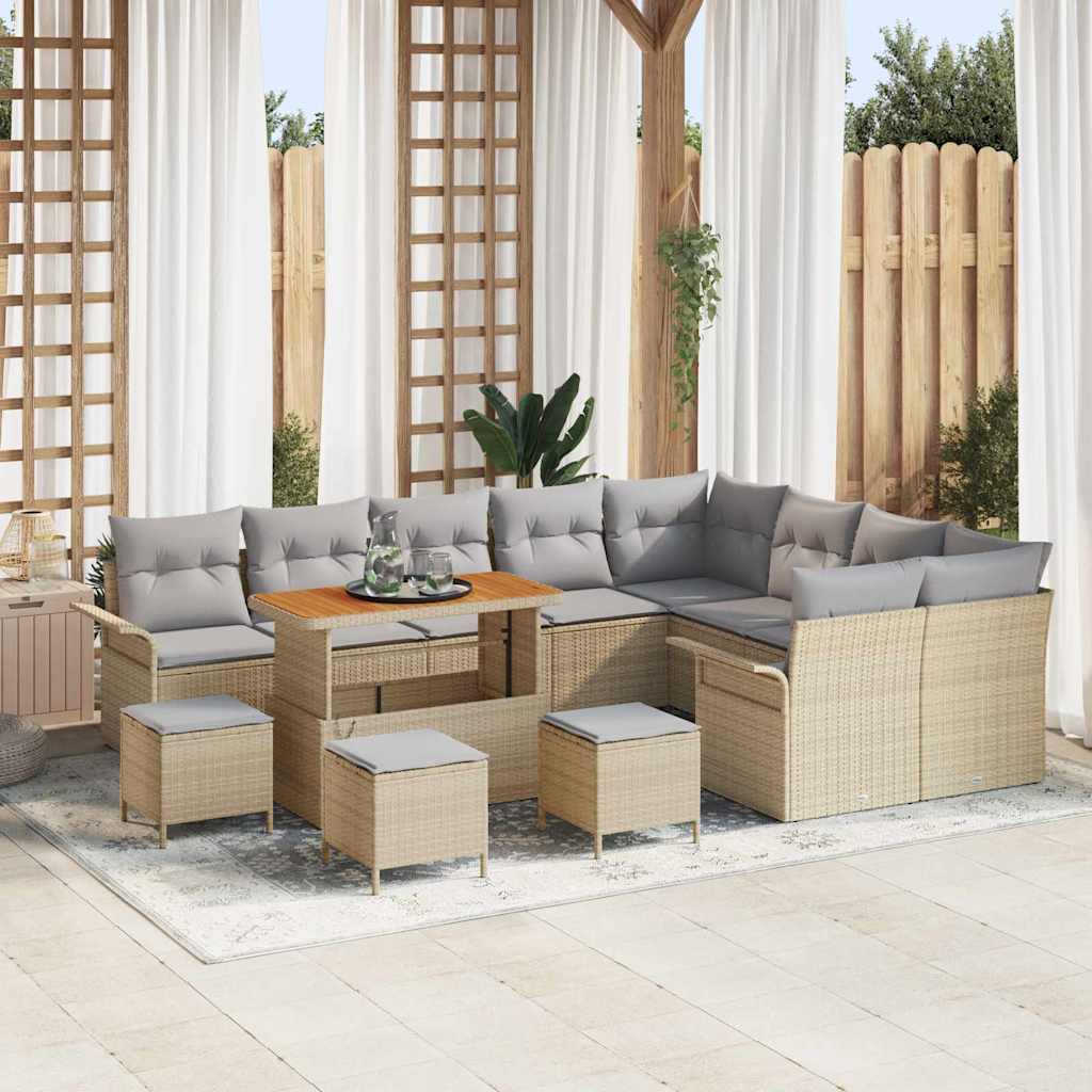 Tuin Sofa Set met kussen met opslag 13 pcs Beige en Licht Grijs is nu te koop bij PeponiXL, paradijselijk wonen!