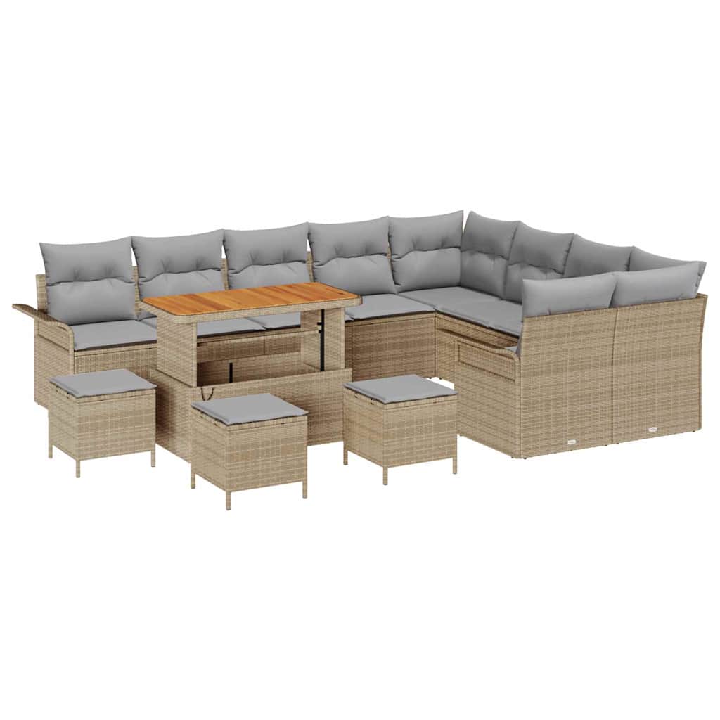 Tuin Sofa Set met kussen met opslag 13 pcs Beige en Licht Grijs is nu te koop bij PeponiXL, paradijselijk wonen!