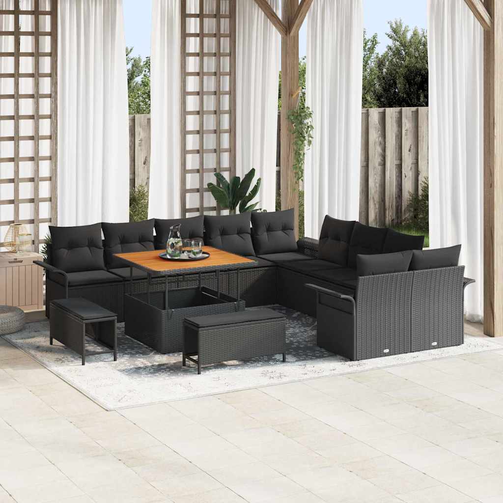 Tuin Sofa Set met kussen met opslag 13 pcs Zwart is nu te koop bij PeponiXL, paradijselijk wonen!