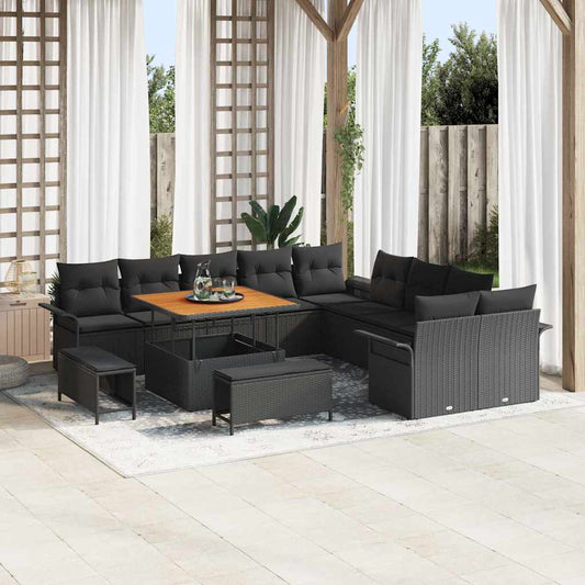 Tuin Sofa Set met kussen met opslag 13 pcs Zwart is nu te koop bij PeponiXL, paradijselijk wonen!