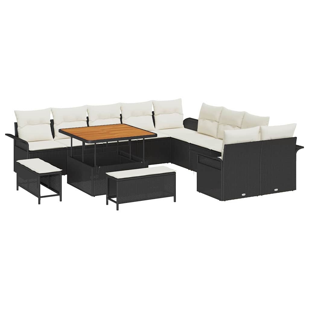 Tuin Sofa Set met kussen met opslag 13 pcs Zwart en Crème is nu te koop bij PeponiXL, paradijselijk wonen!