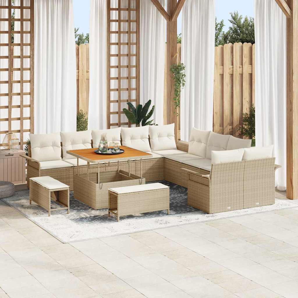Tuin Sofa Set met kussen met opslag 13 pcs Beige en Crème is nu te koop bij PeponiXL, paradijselijk wonen!