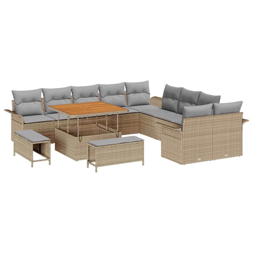 Tuin Sofa Set met kussen met opslag 13 pcs Beige en Licht Grijs is nu te koop bij PeponiXL, paradijselijk wonen!