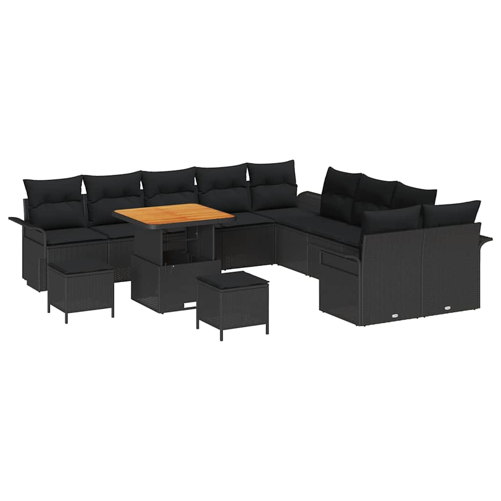 Tuin Sofa Set met kussen met opslag 13 pcs Zwart is nu te koop bij PeponiXL, paradijselijk wonen!