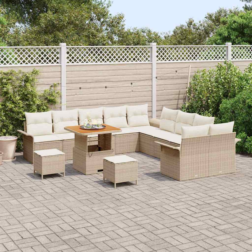 Tuin Sofa Set met kussen met opslag 13 pcs Beige en Crème is nu te koop bij PeponiXL, paradijselijk wonen!