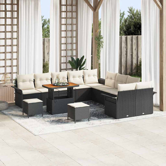 Tuin Sofa Set met kussen met opslag 13 pcs Zwart en Crème is nu te koop bij PeponiXL, paradijselijk wonen!