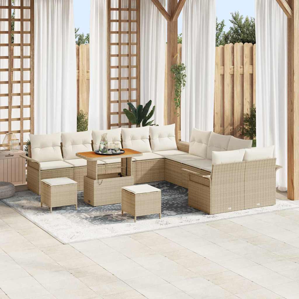 Tuin Sofa Set met kussen met opslag 13 pcs Beige en Crème is nu te koop bij PeponiXL, paradijselijk wonen!