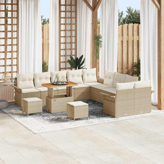 Tuin Sofa Set met kussen met opslag 13 pcs Beige en Crème is nu te koop bij PeponiXL, paradijselijk wonen!