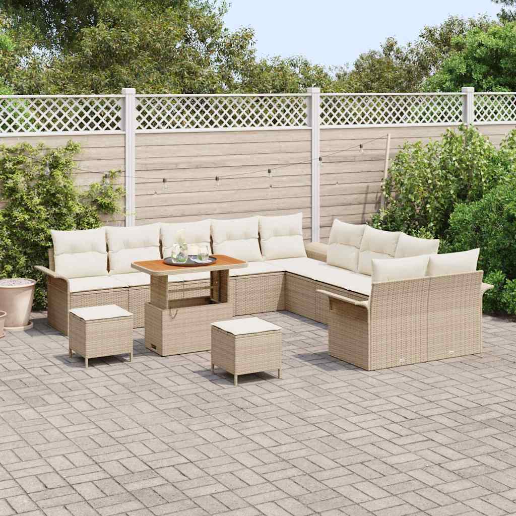 Tuin Sofa Set met kussen met opslag 13 pcs Beige en Crème is nu te koop bij PeponiXL, paradijselijk wonen!