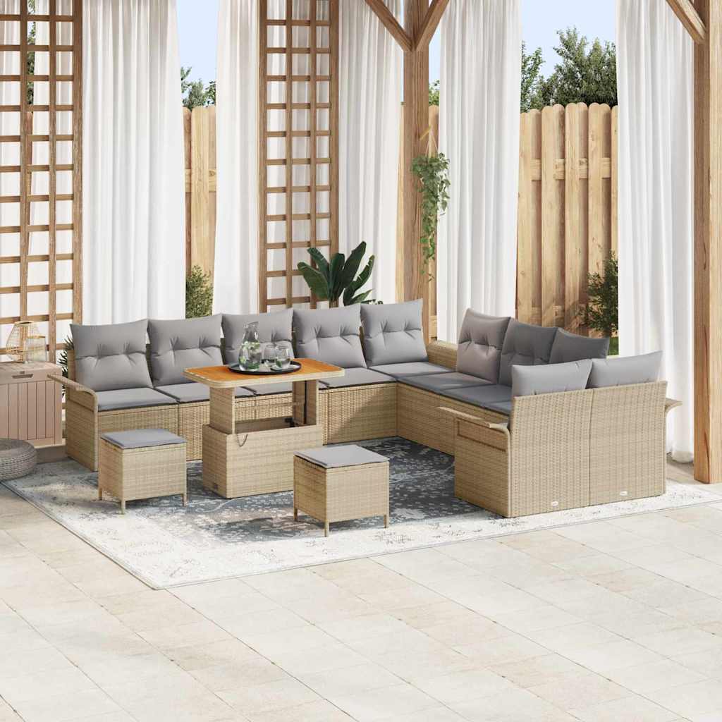 Tuin Sofa Set met kussen met opslag 13 pcs Beige en Licht Grijs is nu te koop bij PeponiXL, paradijselijk wonen!