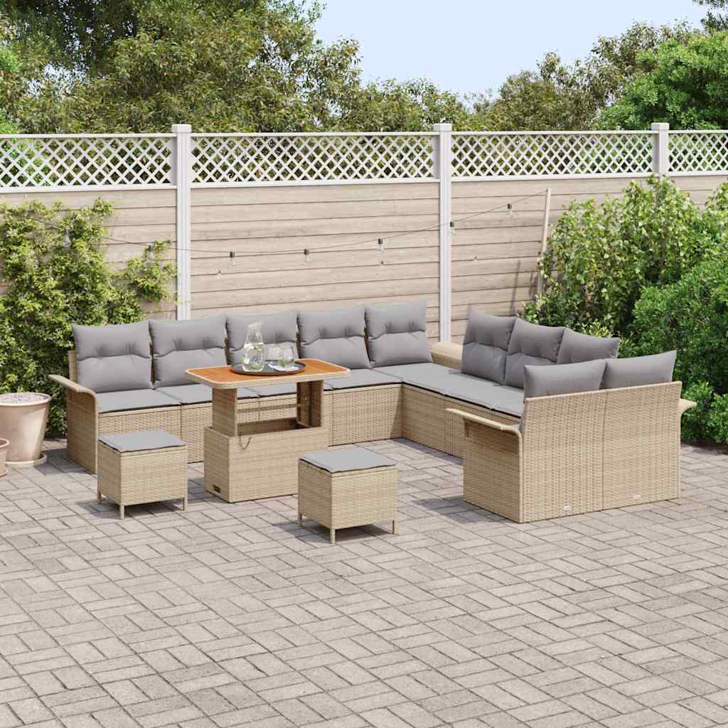 Tuin Sofa Set met kussen met opslag 13 pcs Beige en Licht Grijs is nu te koop bij PeponiXL, paradijselijk wonen!