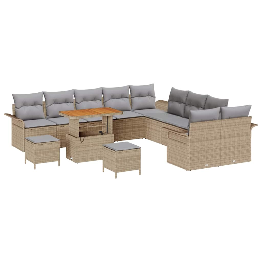 Tuin Sofa Set met kussen met opslag 13 pcs Beige en Licht Grijs is nu te koop bij PeponiXL, paradijselijk wonen!