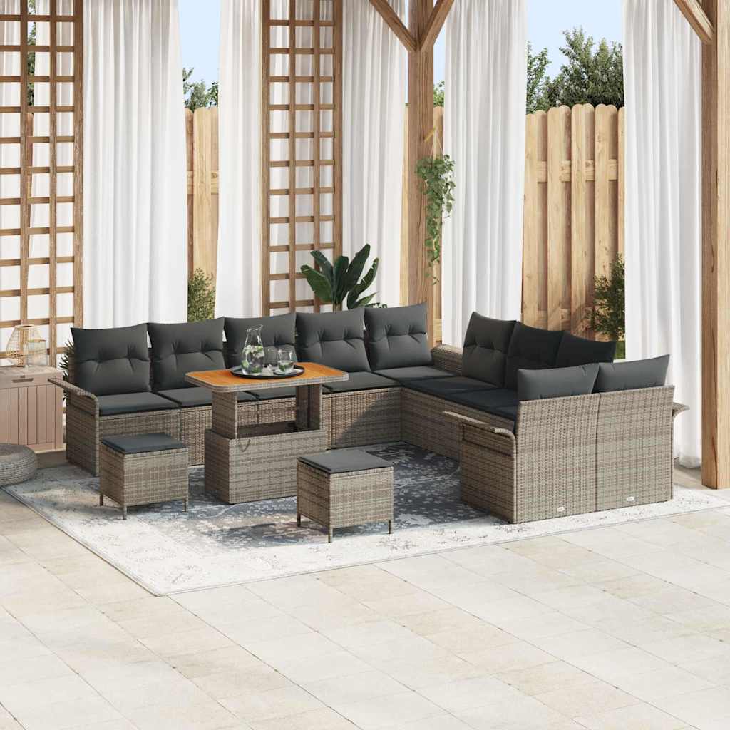 Tuin Sofa Set met kussen met opslag 13 pcs Grijs is nu te koop bij PeponiXL, paradijselijk wonen!