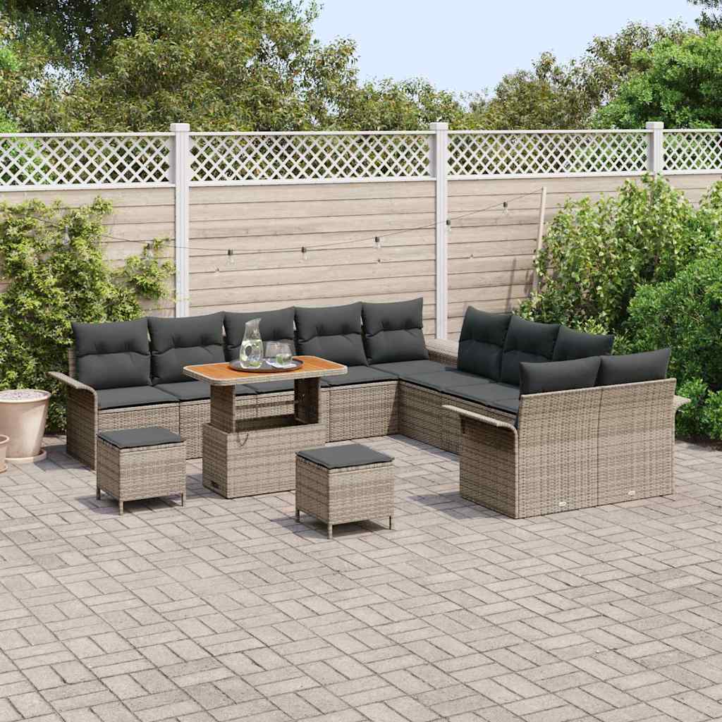 Tuin Sofa Set met kussen met opslag 13 pcs Grijs is nu te koop bij PeponiXL, paradijselijk wonen!