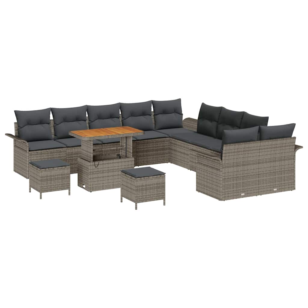 Tuin Sofa Set met kussen met opslag 13 pcs Grijs is nu te koop bij PeponiXL, paradijselijk wonen!